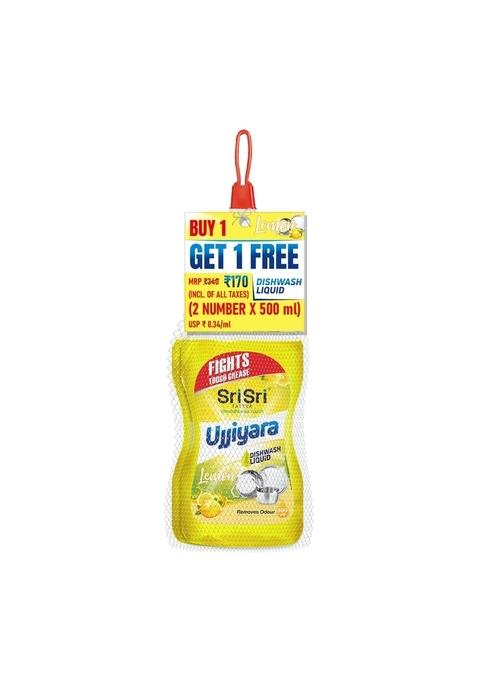 SRI SRI TATTV Ujjiyara Liquid Dishwash Lemon - Removes Odour, 500 ml (Buy 1 Get 1)
