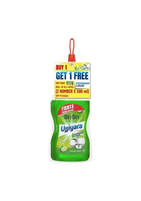 SRI SRI TATTV Ujjiyara Liquid Dishwash Lime - Removes Odour, 500 ml (Buy 1 Get 1)