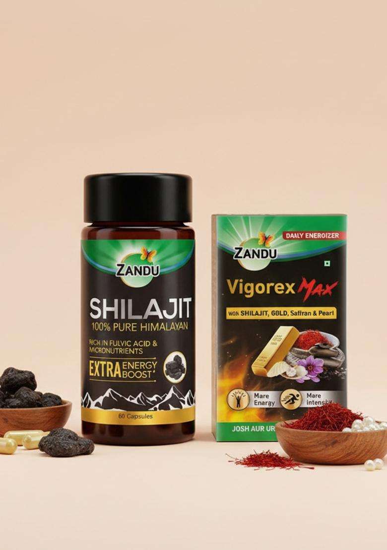 Zandu Emami Shilajit (60 Caps) & FREE Vigorex Max (20 Caps) - Indya