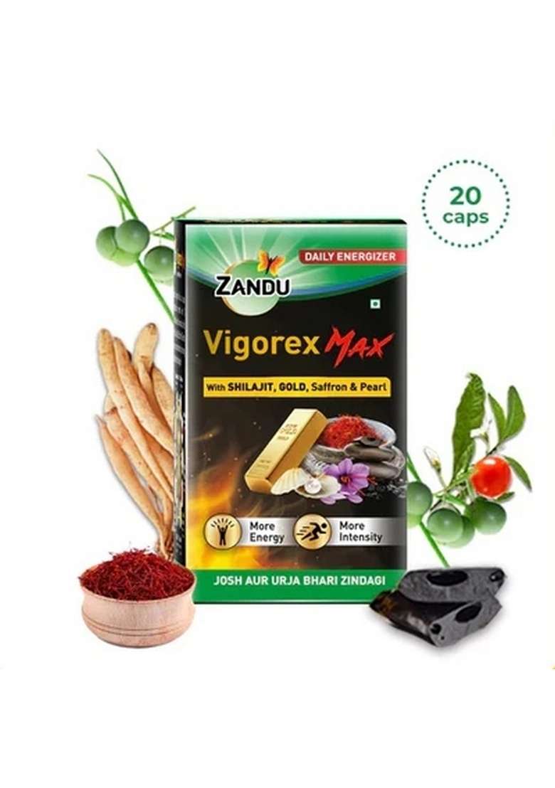 Zandu Emami Shilajit (60 Caps) & FREE Vigorex Max (20 Caps) - Indya