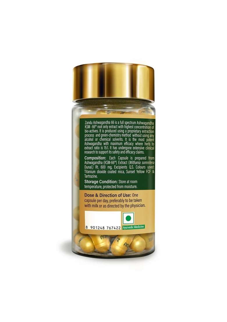 Emami Zandu Ashwagandha KSM-66 (60 Caps) - Indya