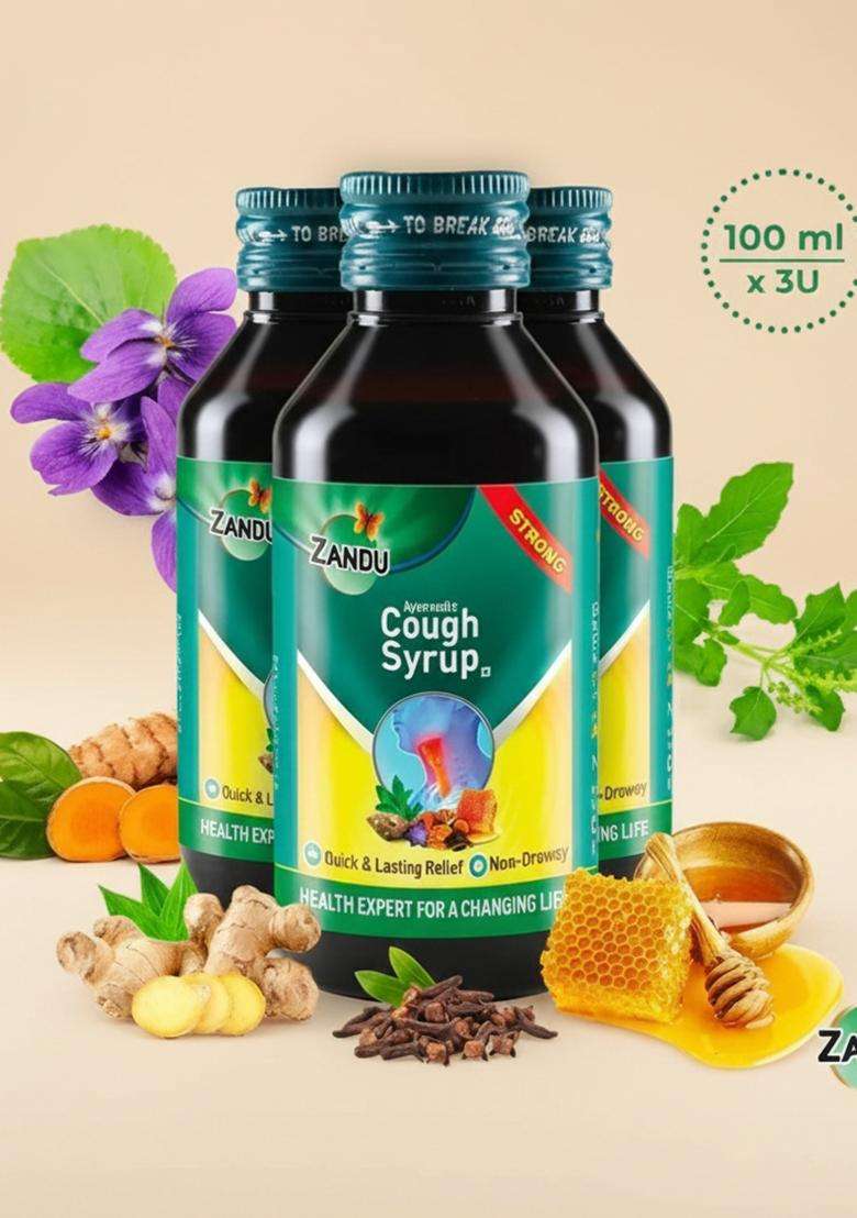 Emami Zandu Ayurvedic Cough Syrup (Pack of 3) - Indya