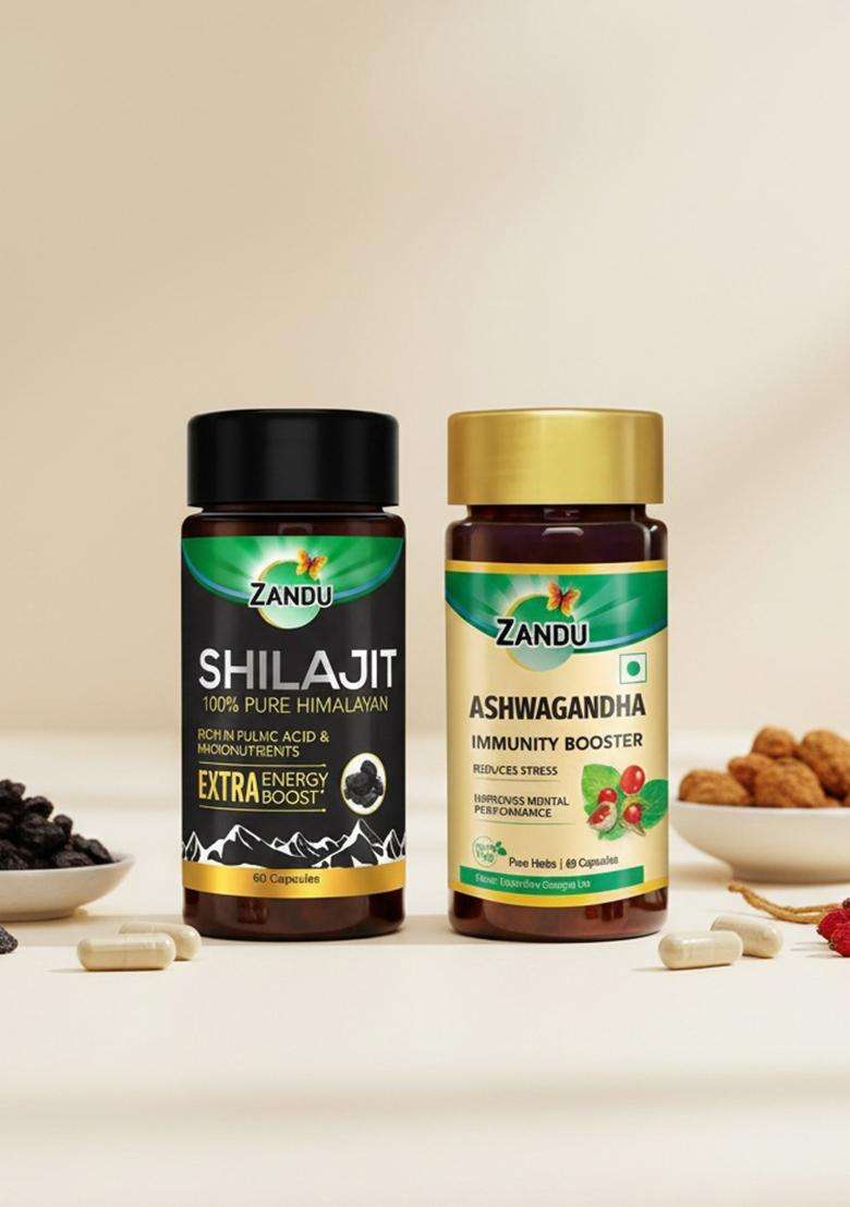 Emami Zandu Combo Shilajit & Ashwagandha Capsules (60 + 60 Caps) - Indya