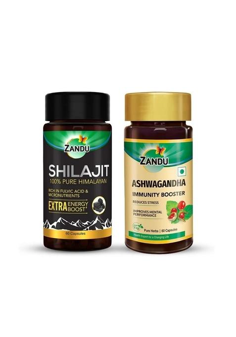Emami Zandu Combo Shilajit & Ashwagandha Capsules (60 + 60 Caps)