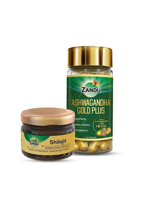 Emami Zandu Himalayan Sheelajet Resin (20g) + Ashwa Gandha Gold Plus