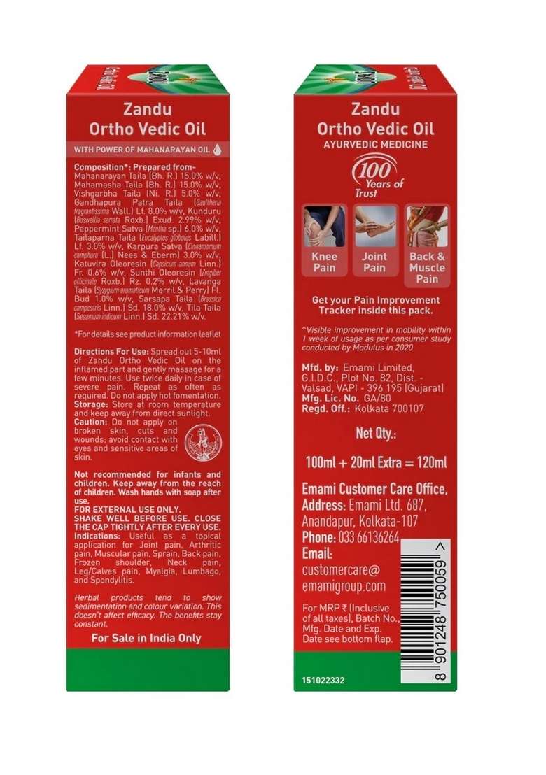 Emami Zandu Ortho Vedic Oil (100ml) - Indya