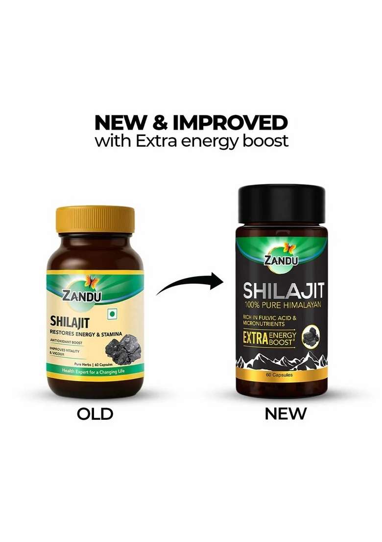 Emami Zandu Pure Sh1lajit Daily Energy (60 Caps) - Indya