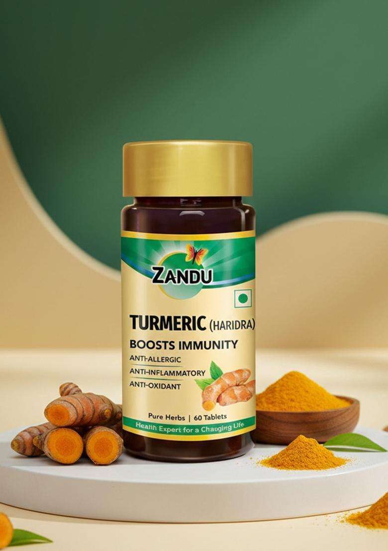 Emami Zandu Turmeric Tablets for Immunity & Inflammation Relief (60 Tabs) - Indya