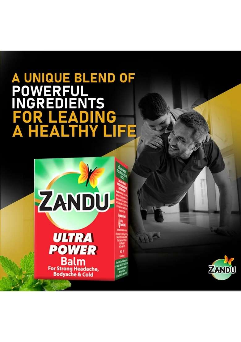 Emami Zandu Ultra Power Red Balm | Ayurvedic Pain Relief Balm for Headache, Cold & Back Pain (Pack of 4) - Indya