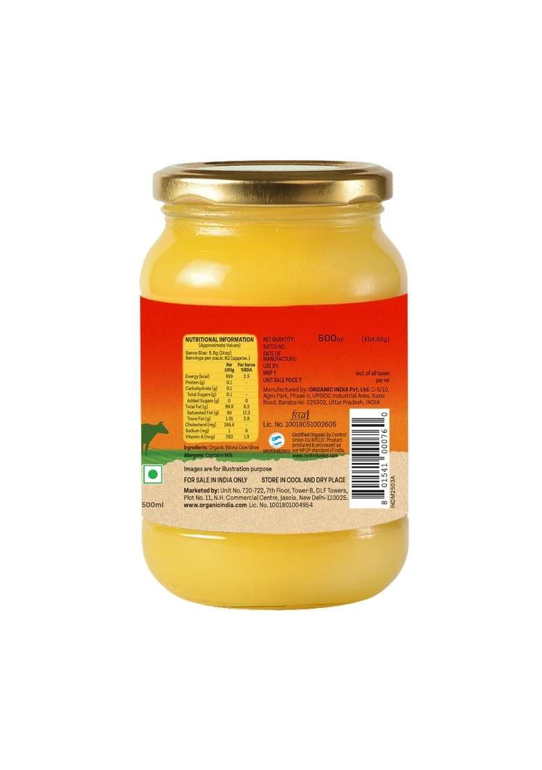 ORGANIC INDIA Bilona Cow Ghee 500 ml - Indya