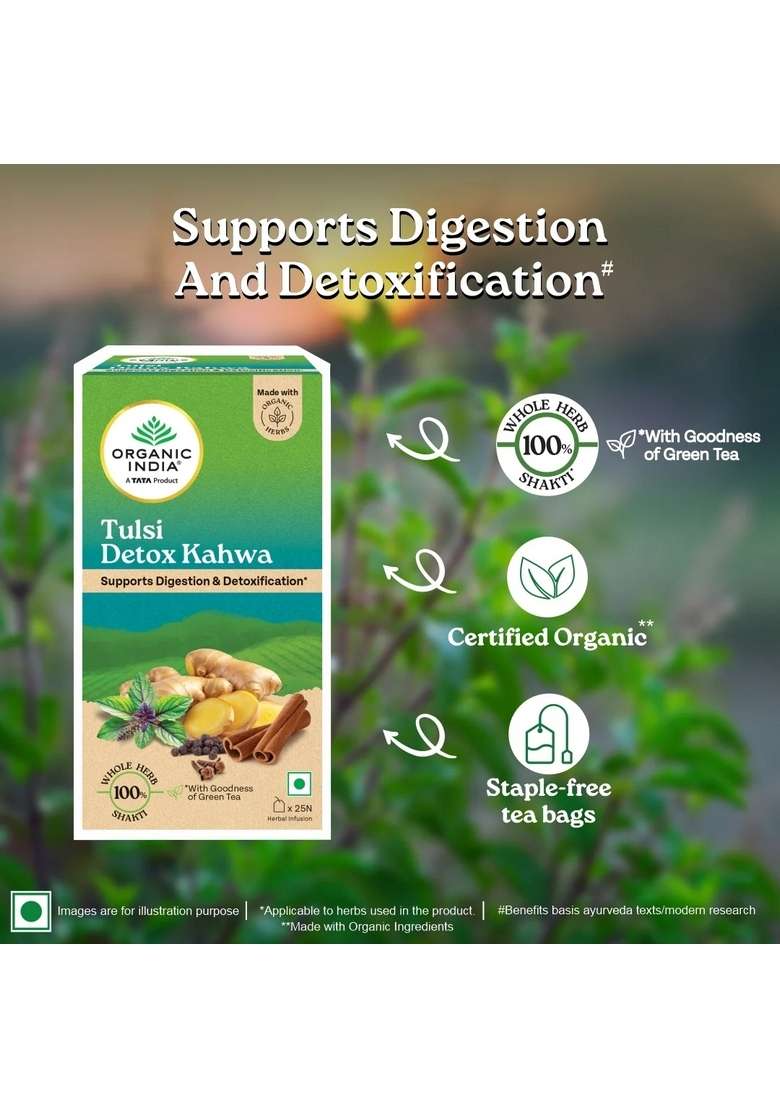 ORGANIC INDIA Combo Tulsi Detox Kahwa + Moringa Powder - Indya