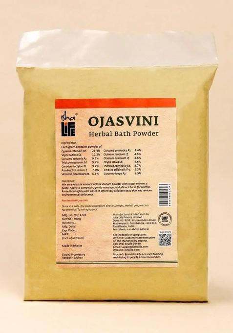 ISHALIFE Ojasvini traditional herbal snanam powder For naturally healthy skin (500 gms)