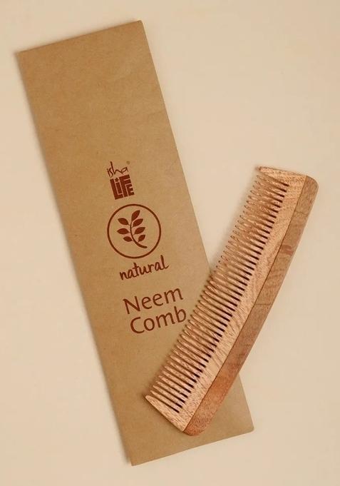 ISHALIFE Handmade Neem Wood Comb (Single teeth)