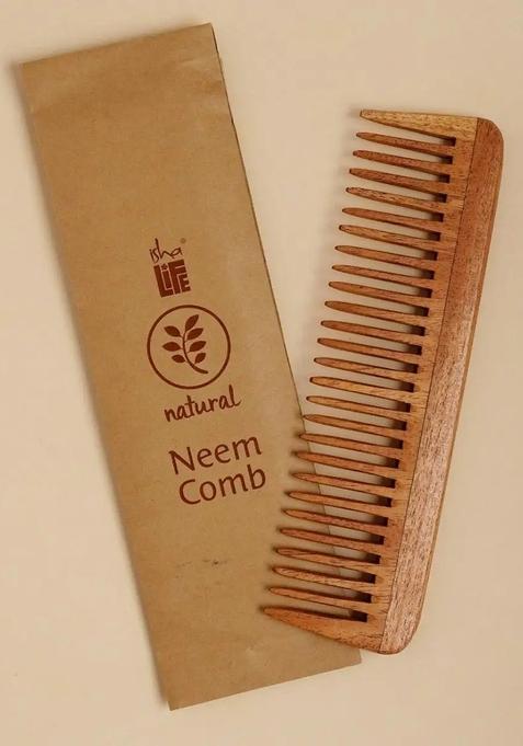 ISHALIFE Handmade Neem Wood Comb (Wider teeth)