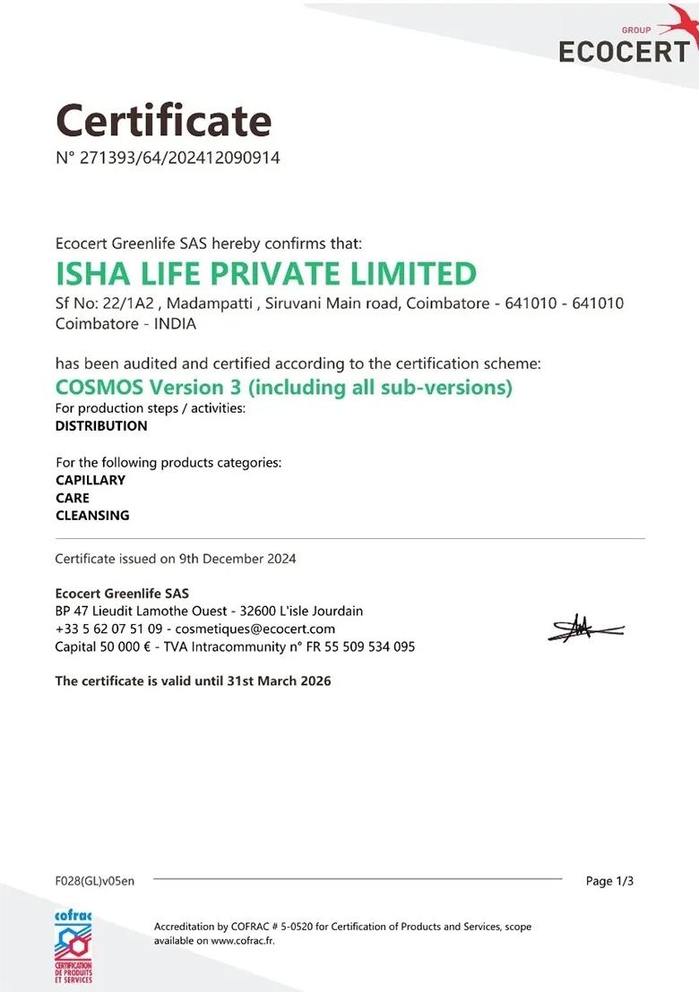 ISHALIFE Extra Nourishment & Protection Organic Shampoo with Bhringraj & Henna (All Hair Types)