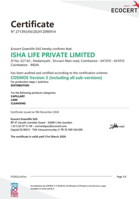 ISHALIFE Extra Nourishment & Protection Organic Shampoo with Bhringraj & Henna (All Hair Types)