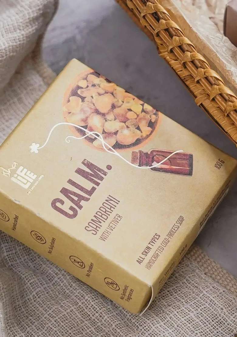 ISHALIFE CALM. Sambrani with Vetiver Handcrafted Soap - Indya