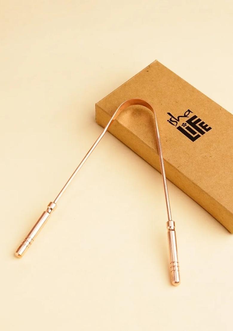 ISHALIFE Copper Tongue Cleaner. Tongue scraper for oral hygiene. Festive gift.