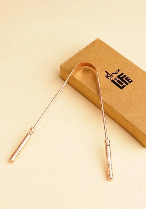 ISHALIFE Copper Tongue Cleaner. Tongue scraper for oral hygiene. Festive gift.
