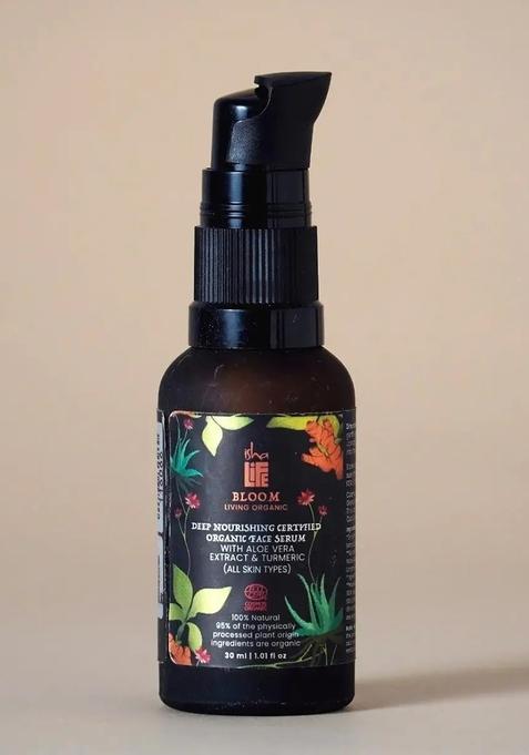 ISHALIFE Skin Deep Nourishing Organic Face Serum With Aloe Vera Extract & Turmeric (All Skin Types) - 30ml
