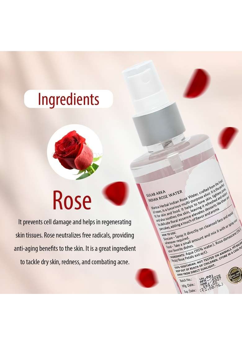 Baidyanath Mantra Gulab Arka Indian Rose Water - Indya
