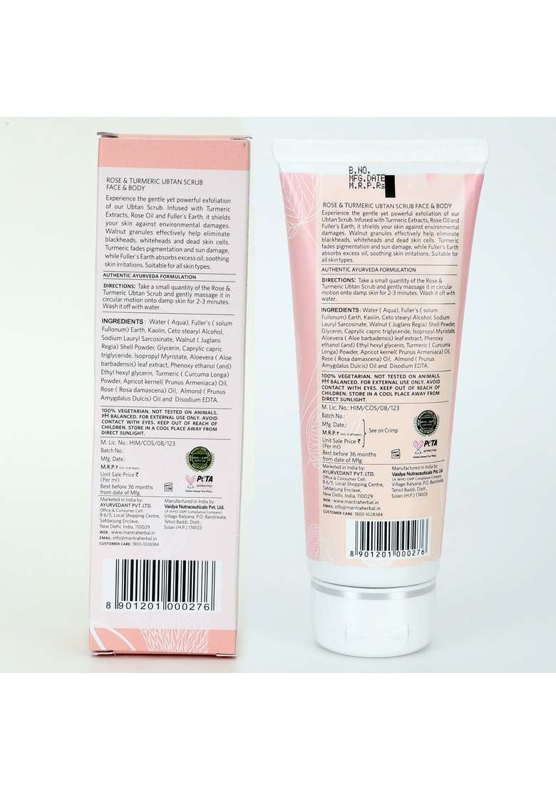 Baidyanath Mantra Rose And Turmeric Ubtan Scrub Face And Body - Indya