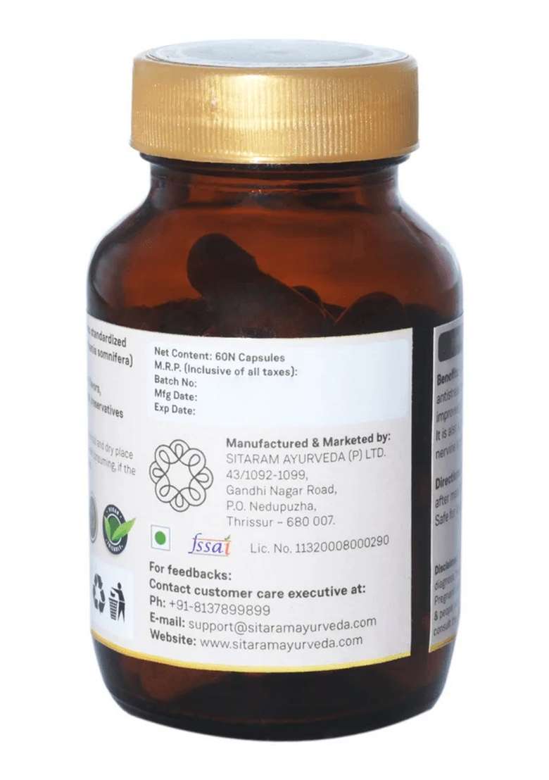 Sitaram Ayurveda Ashwagandha | 60 Capsules - Indya