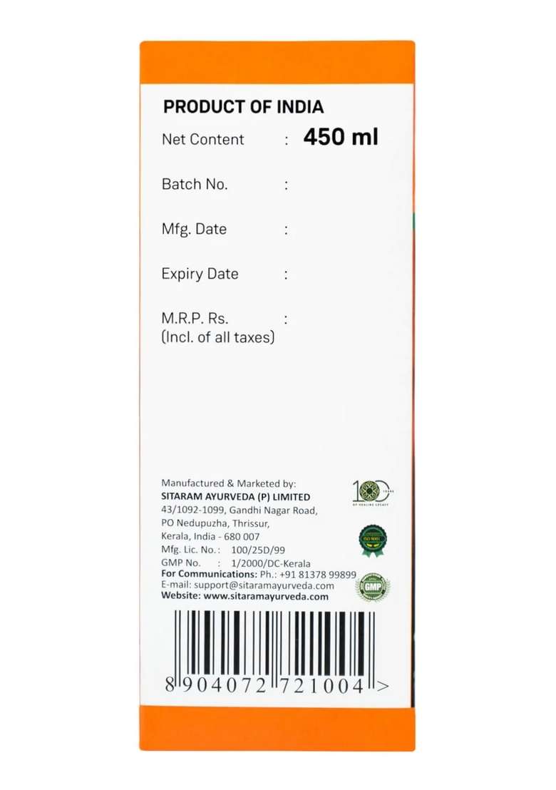 Sitaram Ayurveda Saraswatharishtam With Gold 450 Ml - Indya