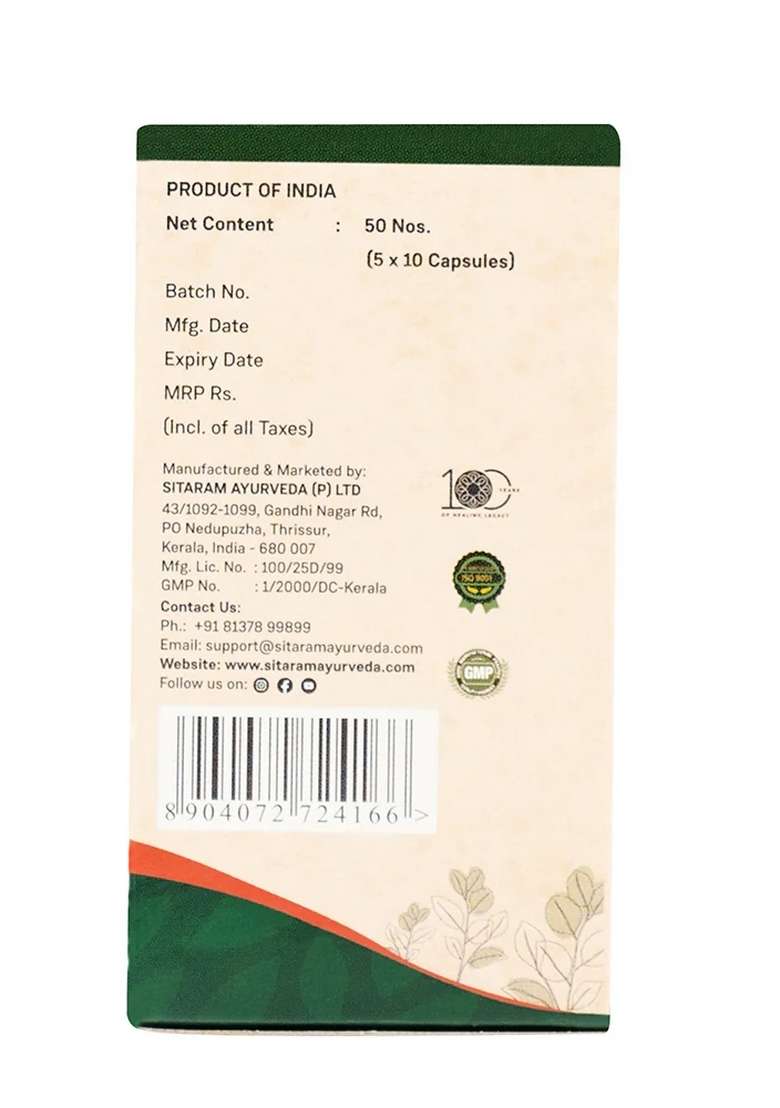 Sitaram Ayurveda Shaddaranam Capsules 50 Nos - Indya