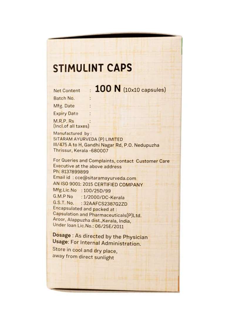 Sitaram Ayurveda Stimulint Caps 100 Nos - Indya