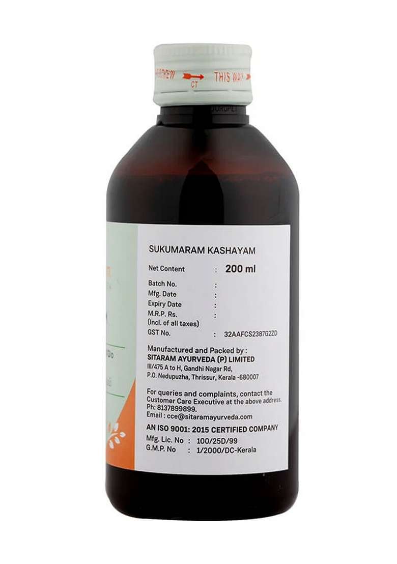 Sitaram Ayurveda Sukumaram Kashayam 200 Ml - Indya