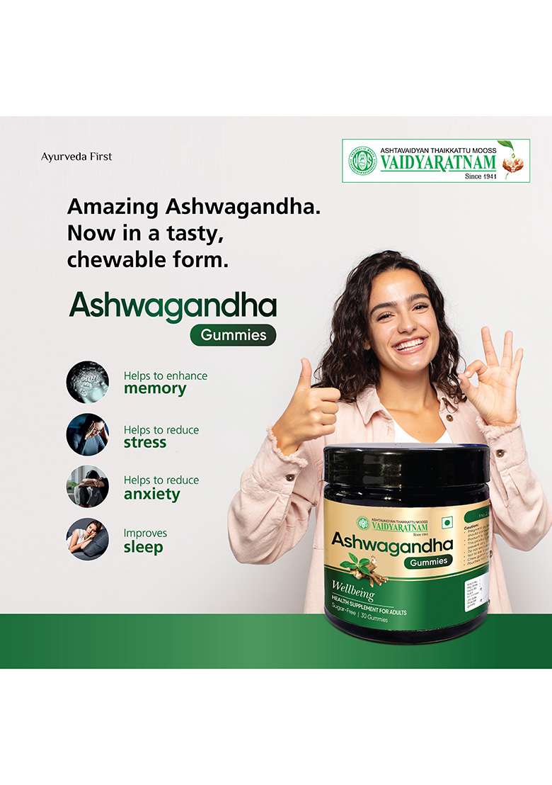 Vaidyaratnamstore Ashwagandha Gummies 30 Nos - Indya