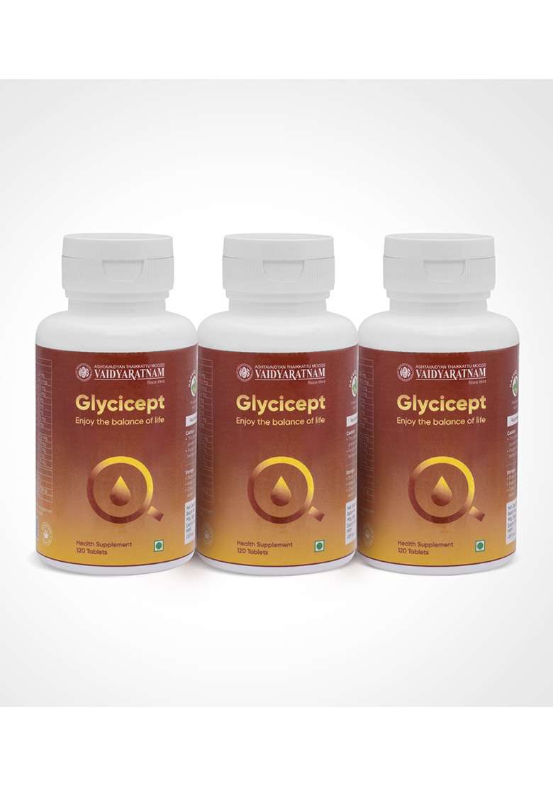 Vaidyaratnamstore Glycicept Tablet 3 Month Course - Indya