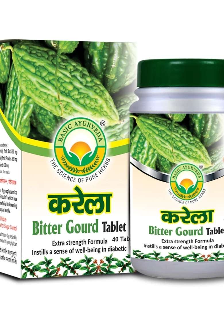 Basic Ayurveda Karela (Bitter Gourd) Tablet (40 Tablet)  - Indya