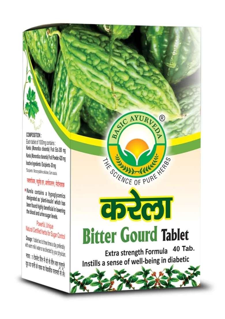 Basic Ayurveda Karela (Bitter Gourd) Tablet (40 Tablet)  - Indya