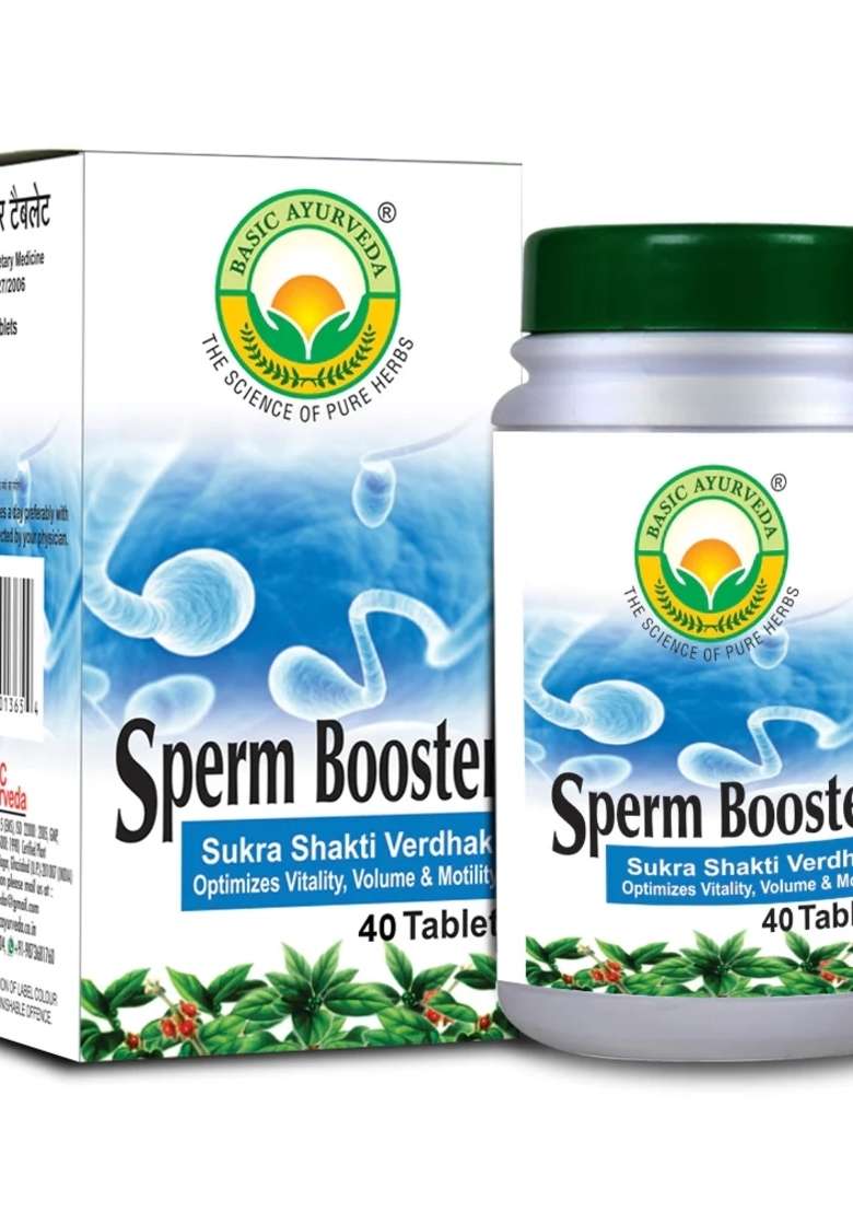 Basic Ayurveda Sperm Booster Sukra Shakti Vardhak (Optimize Vitality, Volume & Motility) 40 Tablet - Indya