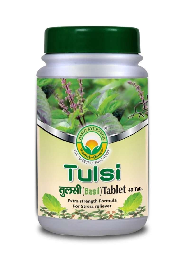 Basic Ayurveda Tulsi (Basil) Tablet (40 Tablet)  - Indya