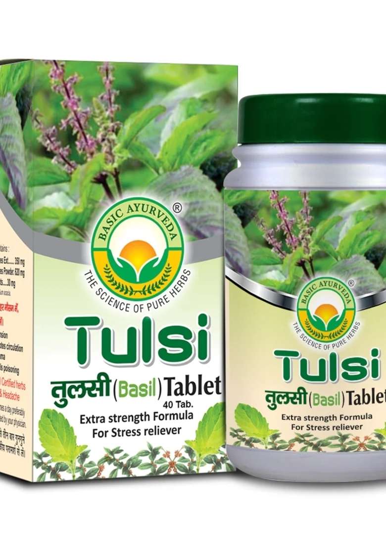 Basic Ayurveda Tulsi (Basil) Tablet (40 Tablet)  - Indya
