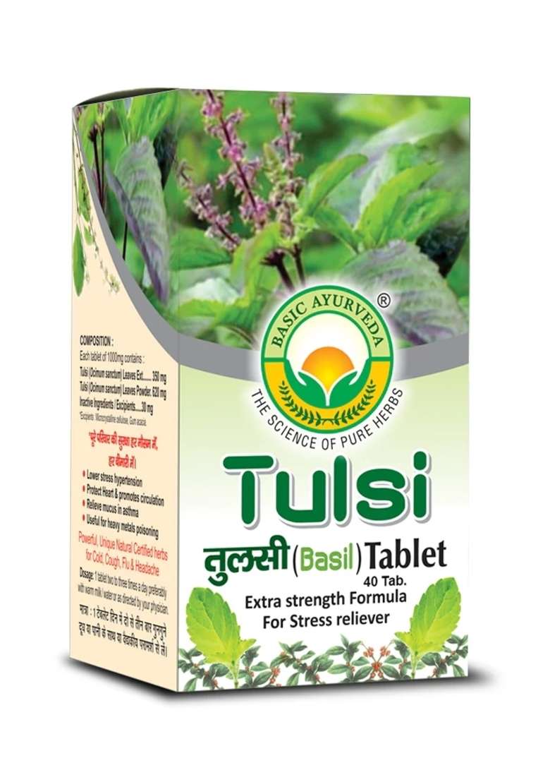 Basic Ayurveda Tulsi (Basil) Tablet (40 Tablet)  - Indya