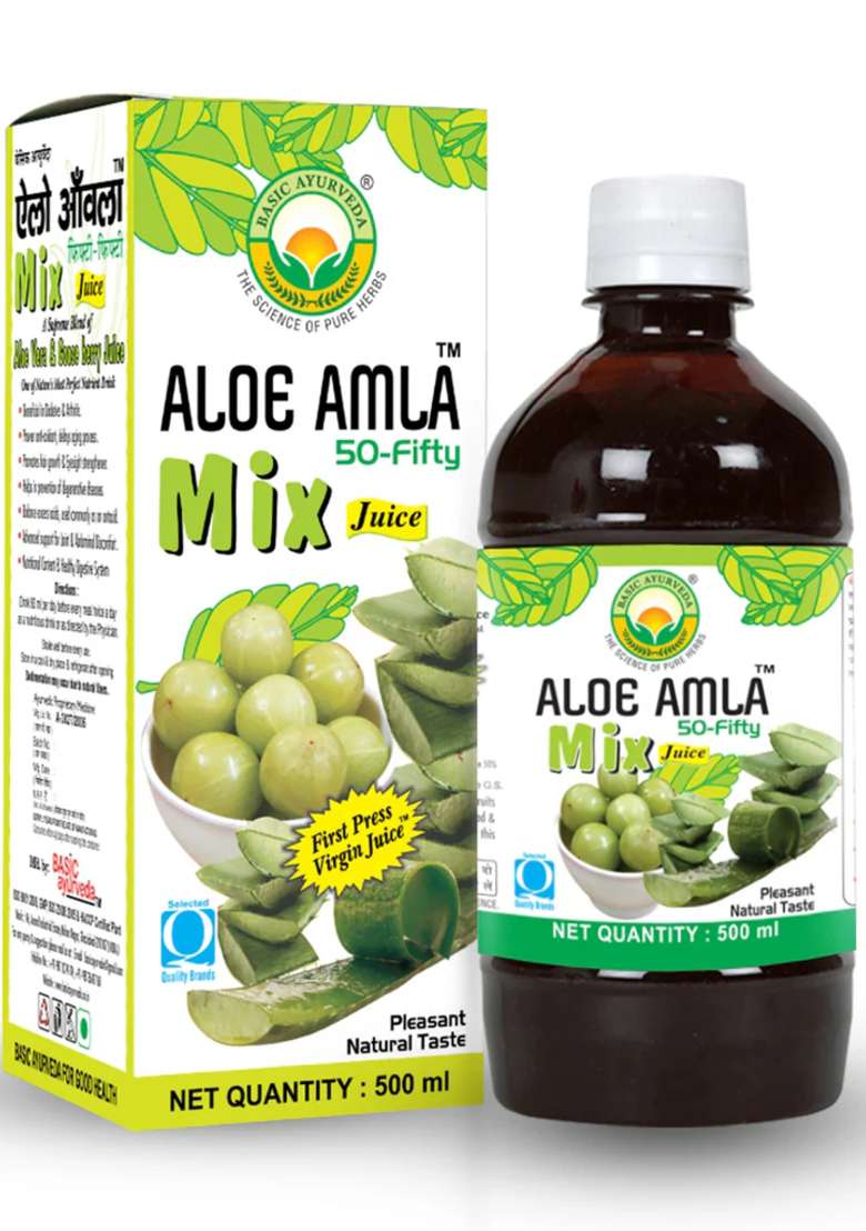 Basic Ayurveda Aloe Amla 50-Fifty Mix Juice  - Indya