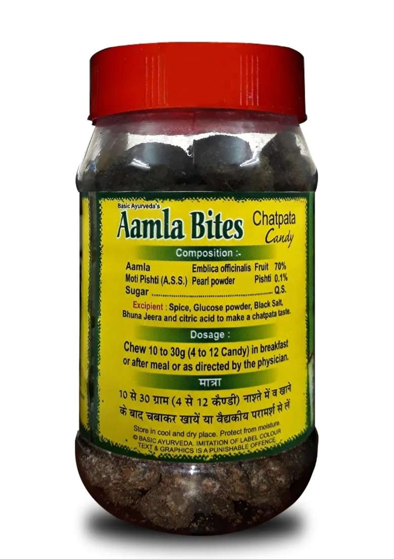 Basic Ayurveda Amla Bite (Gooseberry) Chatpata Candy 250 Gram  - Indya
