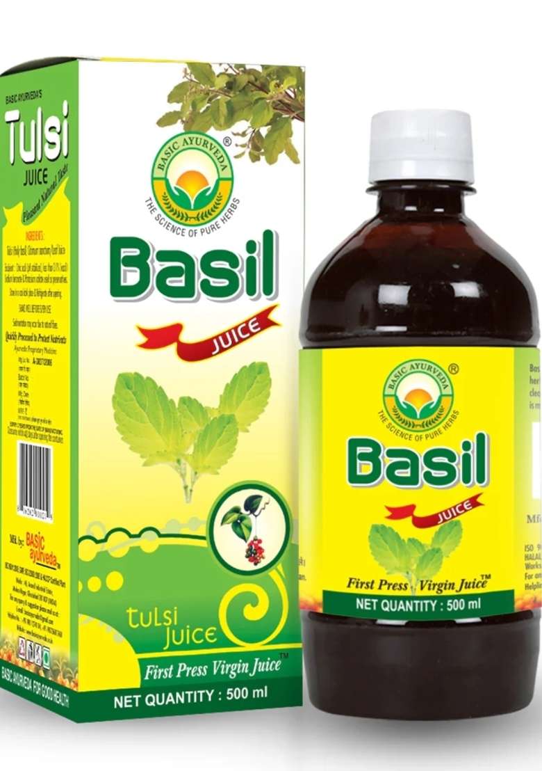 Basic Ayurveda Basil (Tulsi) Juice | 100% Organic Natural Herbal Juice - Indya