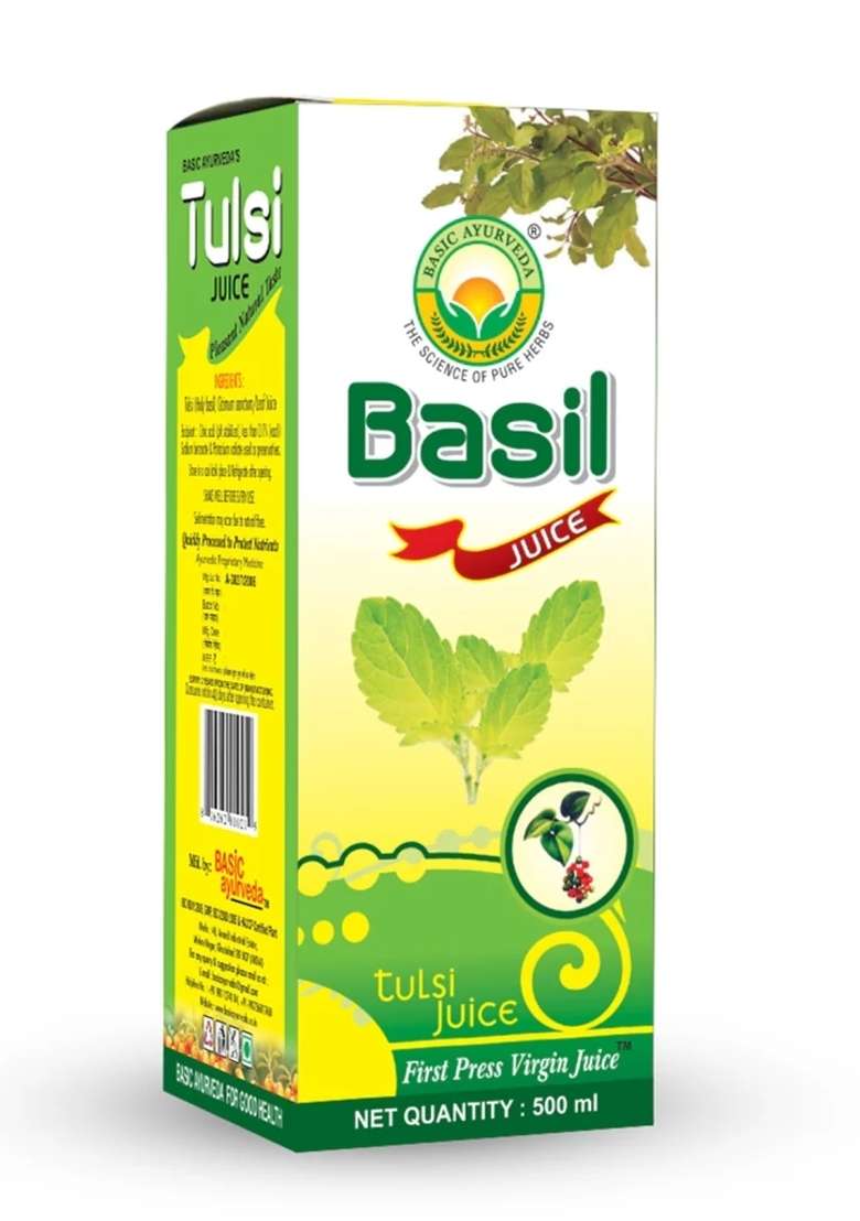 Basic Ayurveda Basil (Tulsi) Juice | 100% Organic Natural Herbal Juice - Indya