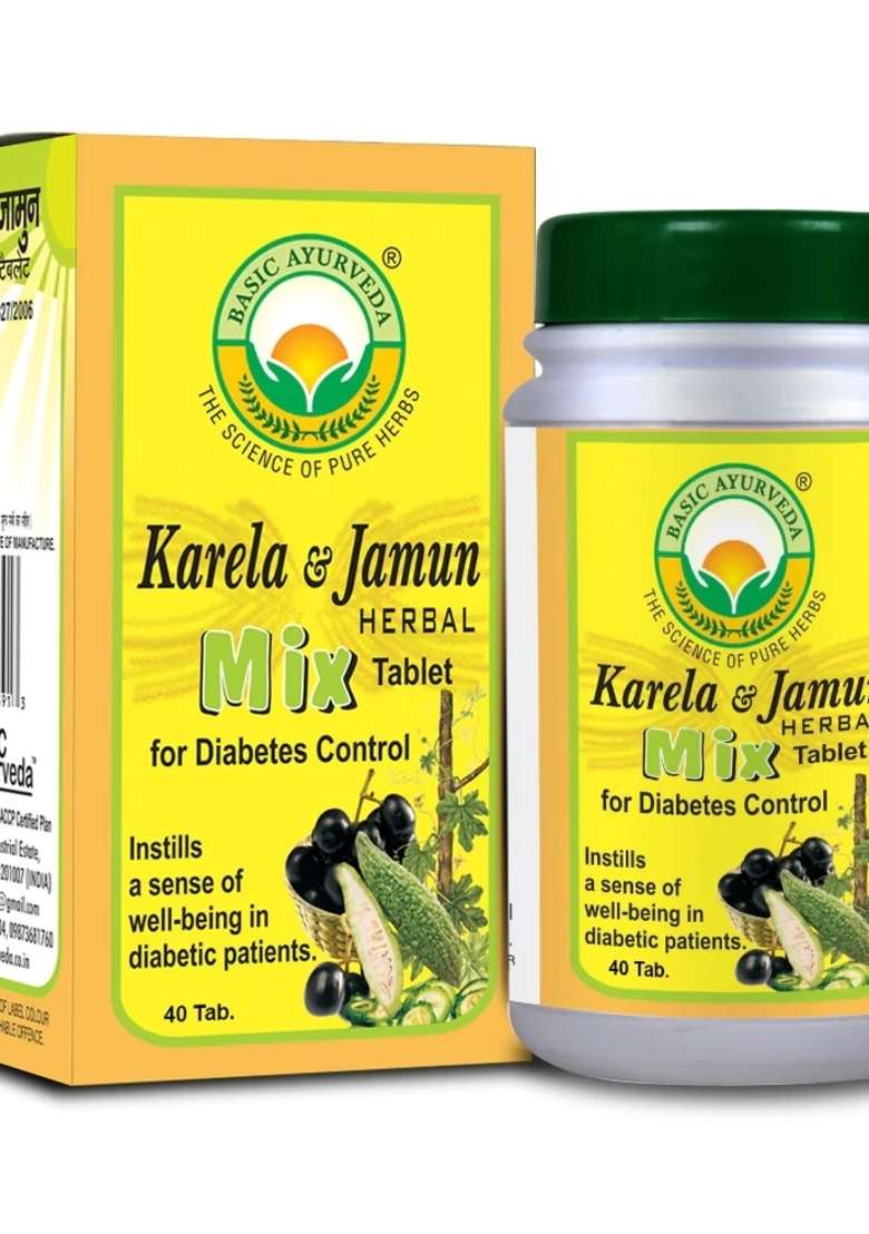 Basic Ayurveda Karela & Jamun Herbal Mix 40 Tablet - Indya