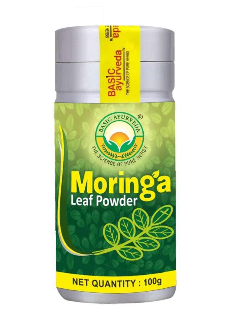 Basic Ayurveda Moringa Leaf Powder Sounjana Sahjan (Moringa Olifera) - Pure & Natural Plant based product  - Indya