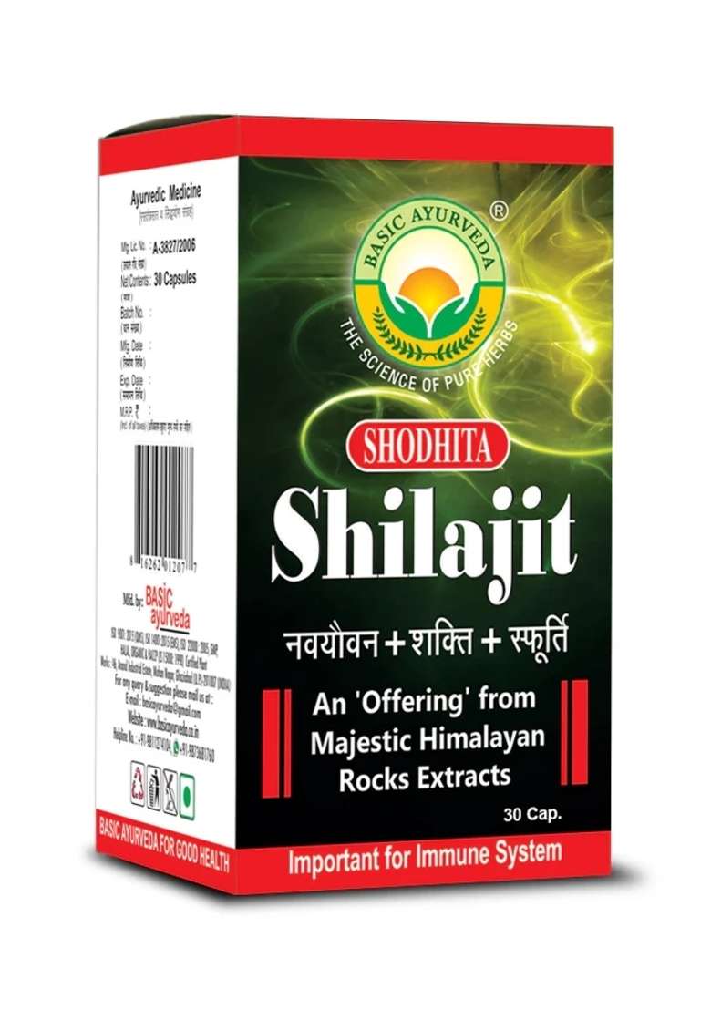 Basic Ayurveda Shodhita Shilajit 30 Capsule - Indya
