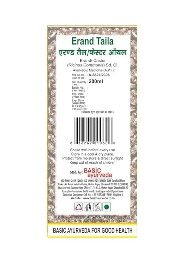 Basic Ayurveda Castor Oil 200 Ml - Indya