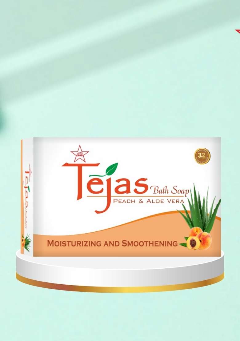 Skm Siddha And Ayurvedha Tejas Premium Bath Soap (Peach & Aloe Vera) - 75Gms - Indya