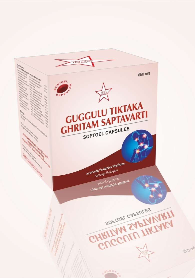 Skm Siddha And Ayurvedha Guggulu Tiktaka Ghritam Saptavarti Softgel Capsules - (10X10) 100Nos (650Mgm) - Indya