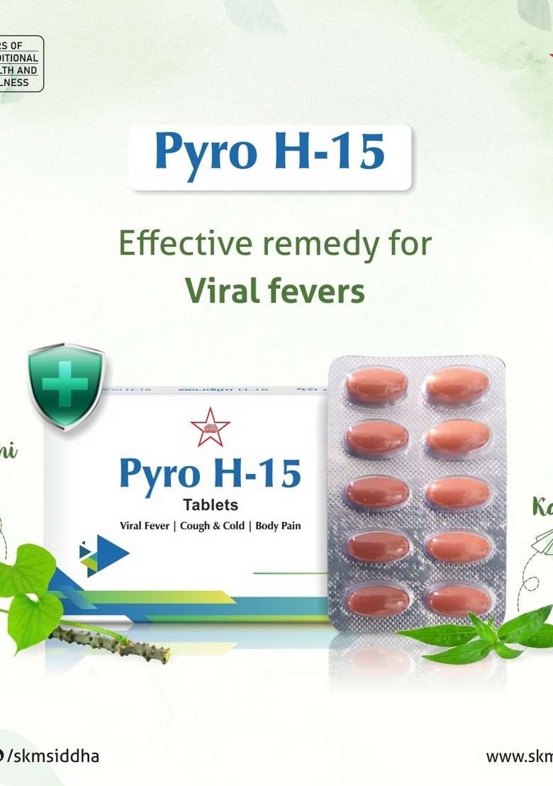 Skm Siddha And Ayurvedha Pyro H-15 Tablet - (10X10) 100Nos (550Mgm) - Indya